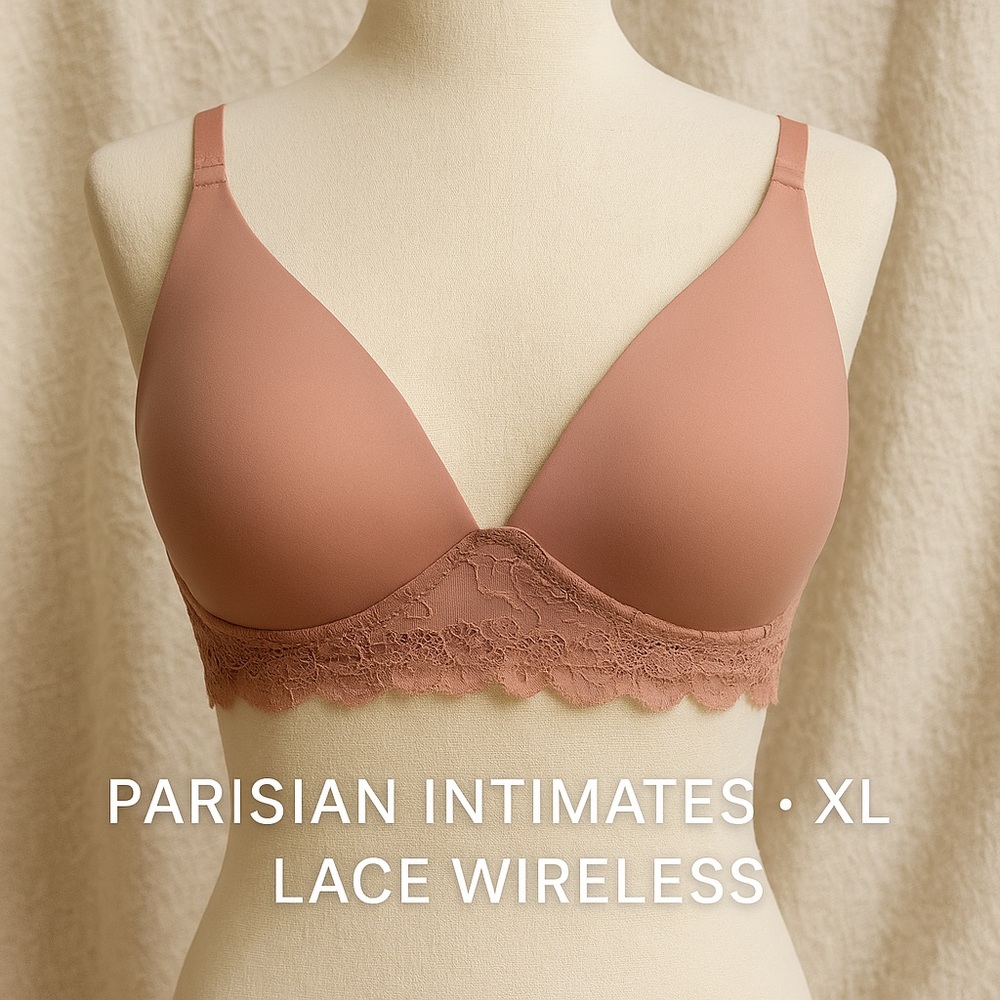 Parisian Intimates XL Lace Wireless Bra • Rose Pink BELK NWOT